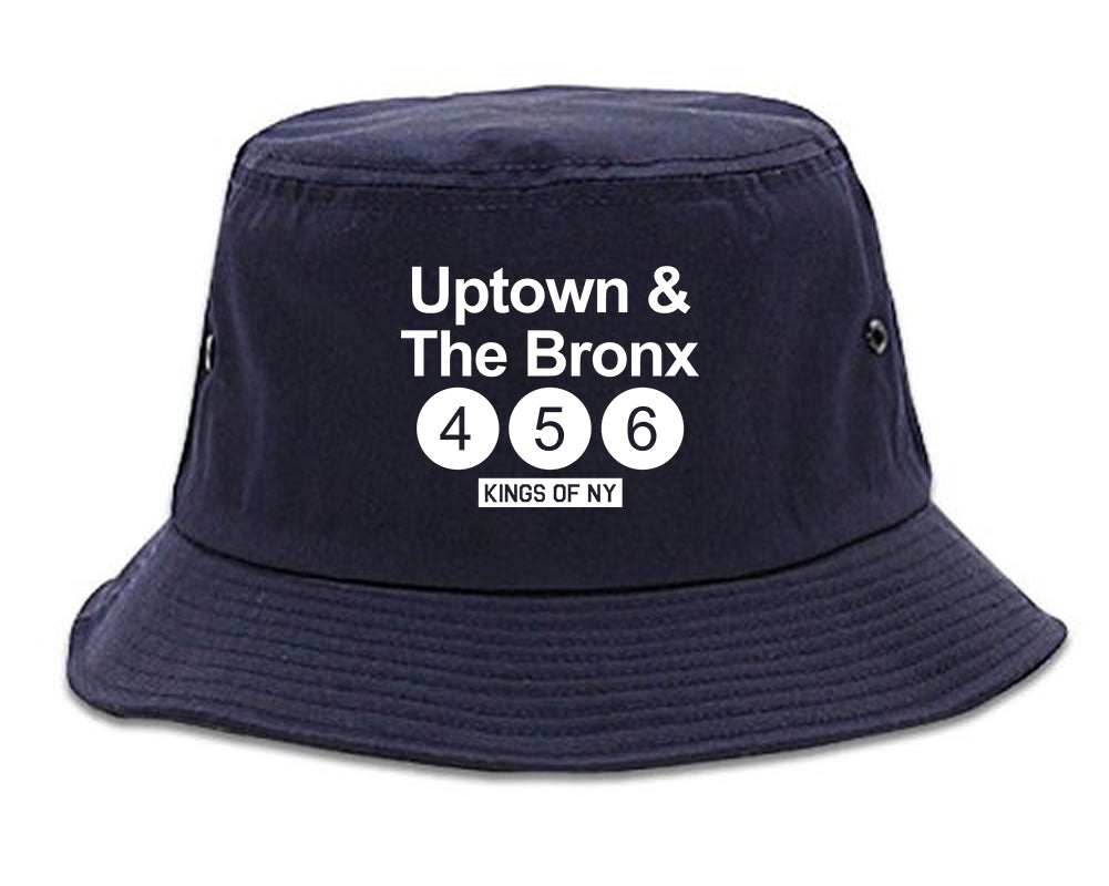 Uptown And The Bronx Subway Sign Mens Bucket Hat Navy Blue