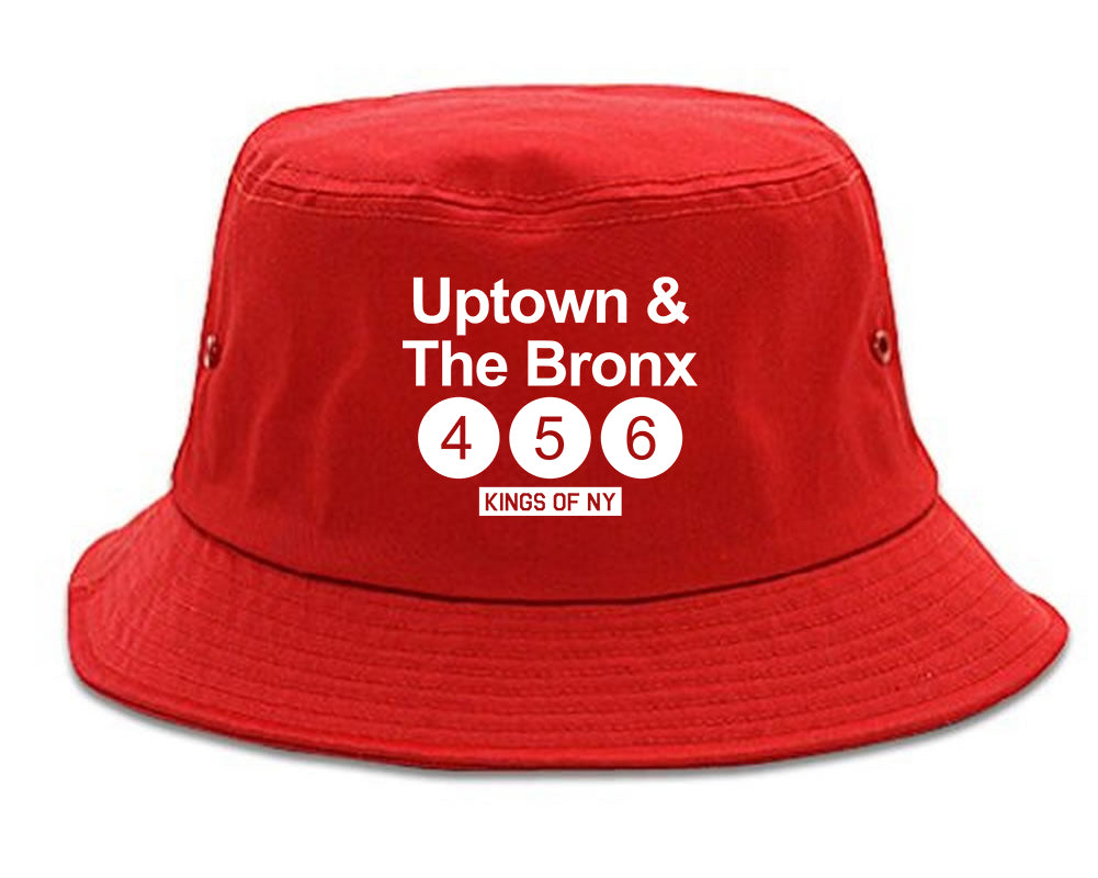 Uptown And The Bronx Subway Sign Mens Bucket Hat Red