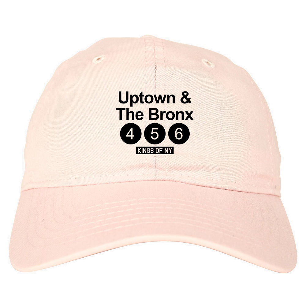Uptown And The Bronx Subway Sign Mens Dad Hat Pink