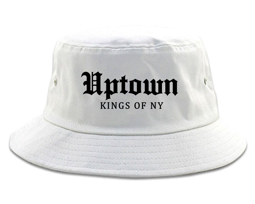 Uptown Old English Mens Bucket Hat White