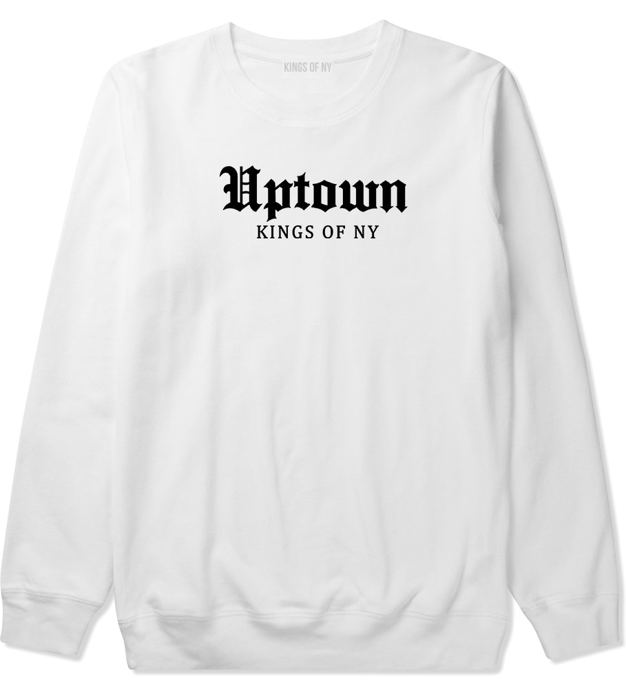 Uptown Old English Mens Crewneck Sweatshirt White by Kings Of NY