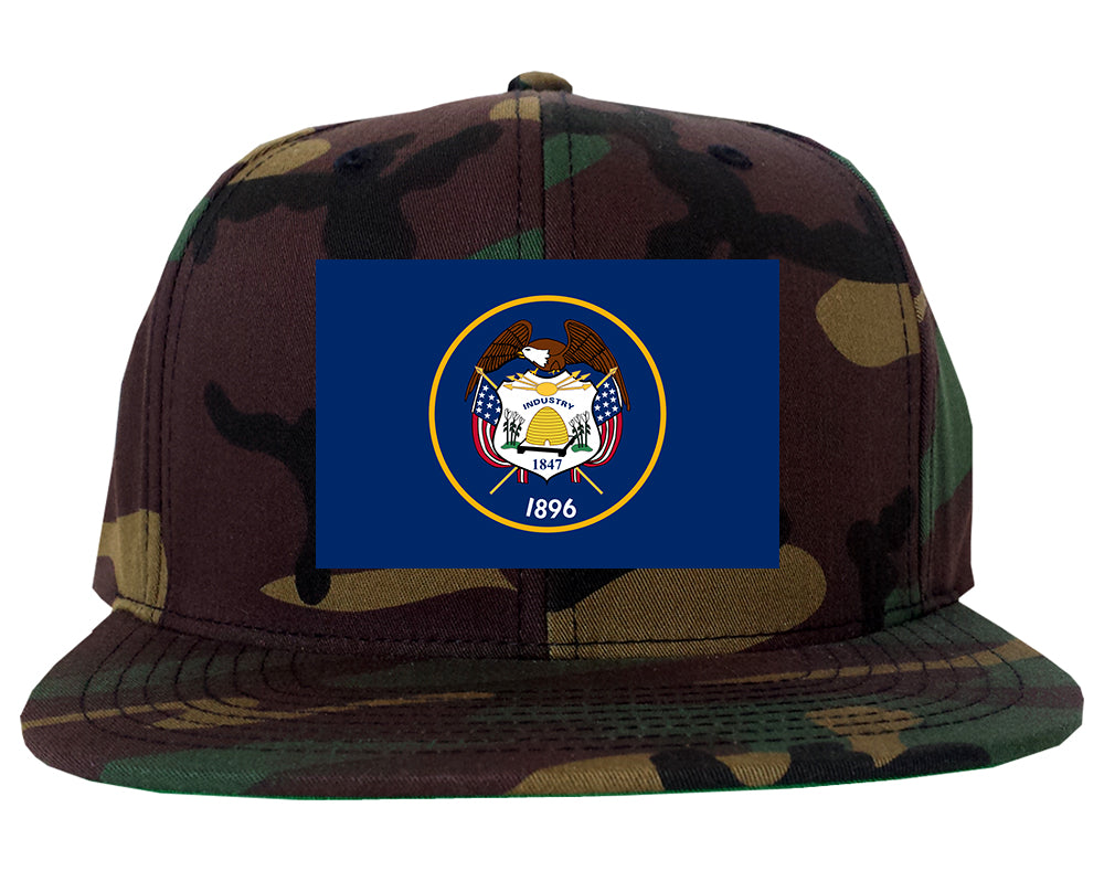 Utah State Flag UT Chest Mens Snapback Hat Army Camo