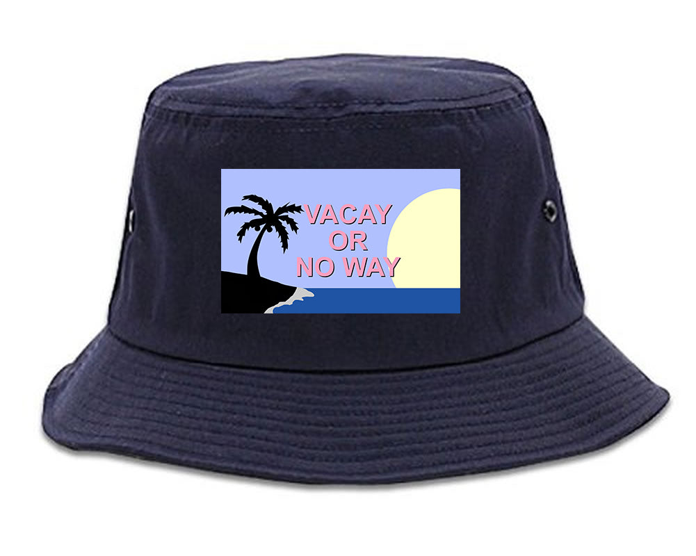 Vacay Or No Way Mens Bucket Hat Navy Blue