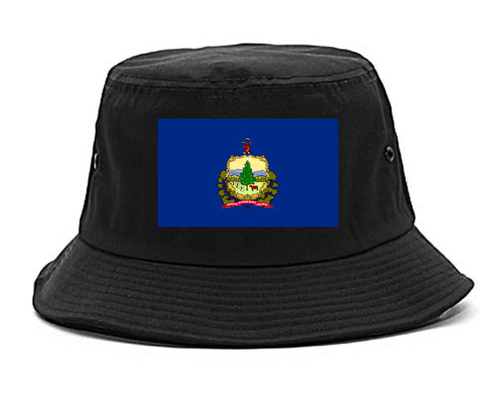 Vermont State Flag VT Chest Mens Bucket Hat Black