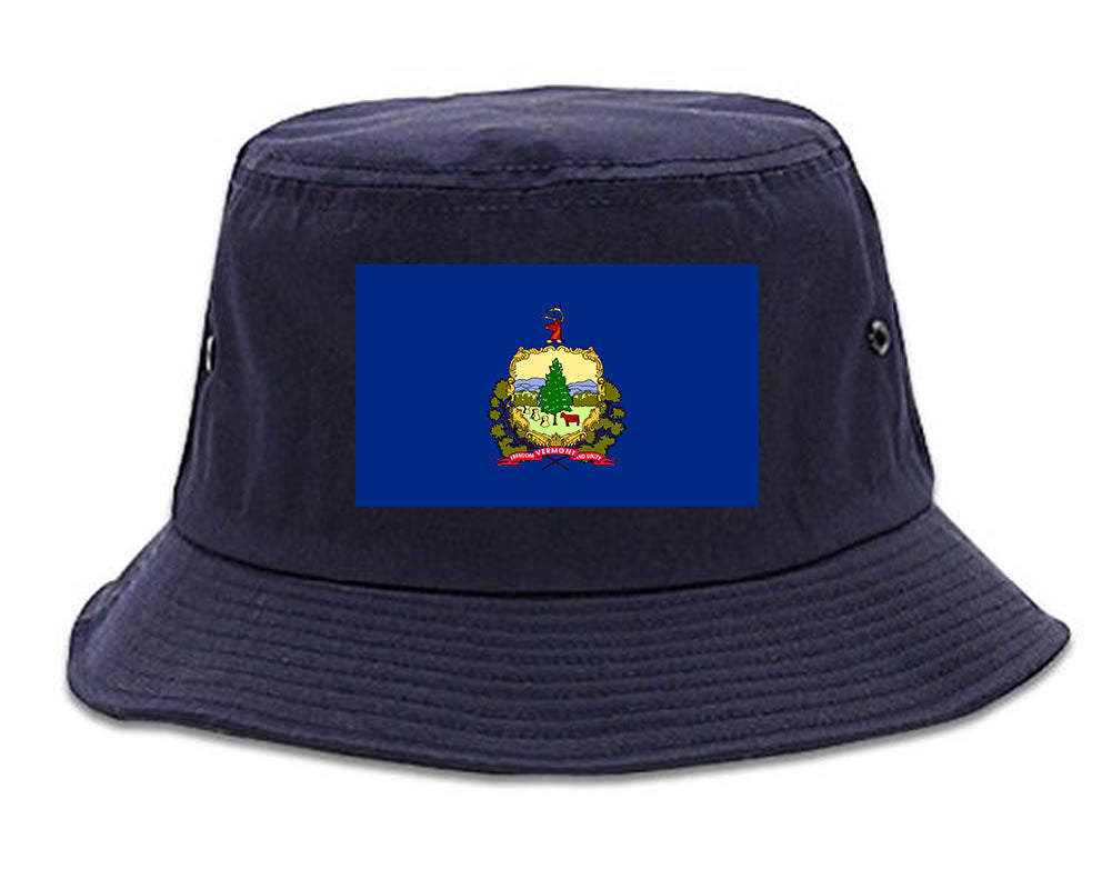 Vermont State Flag VT Chest Mens Bucket Hat Navy Blue