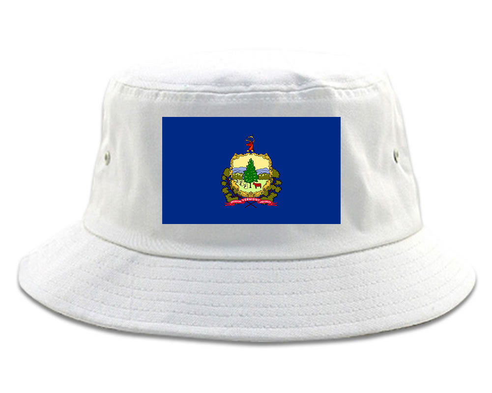 Vermont State Flag VT Chest Mens Bucket Hat White