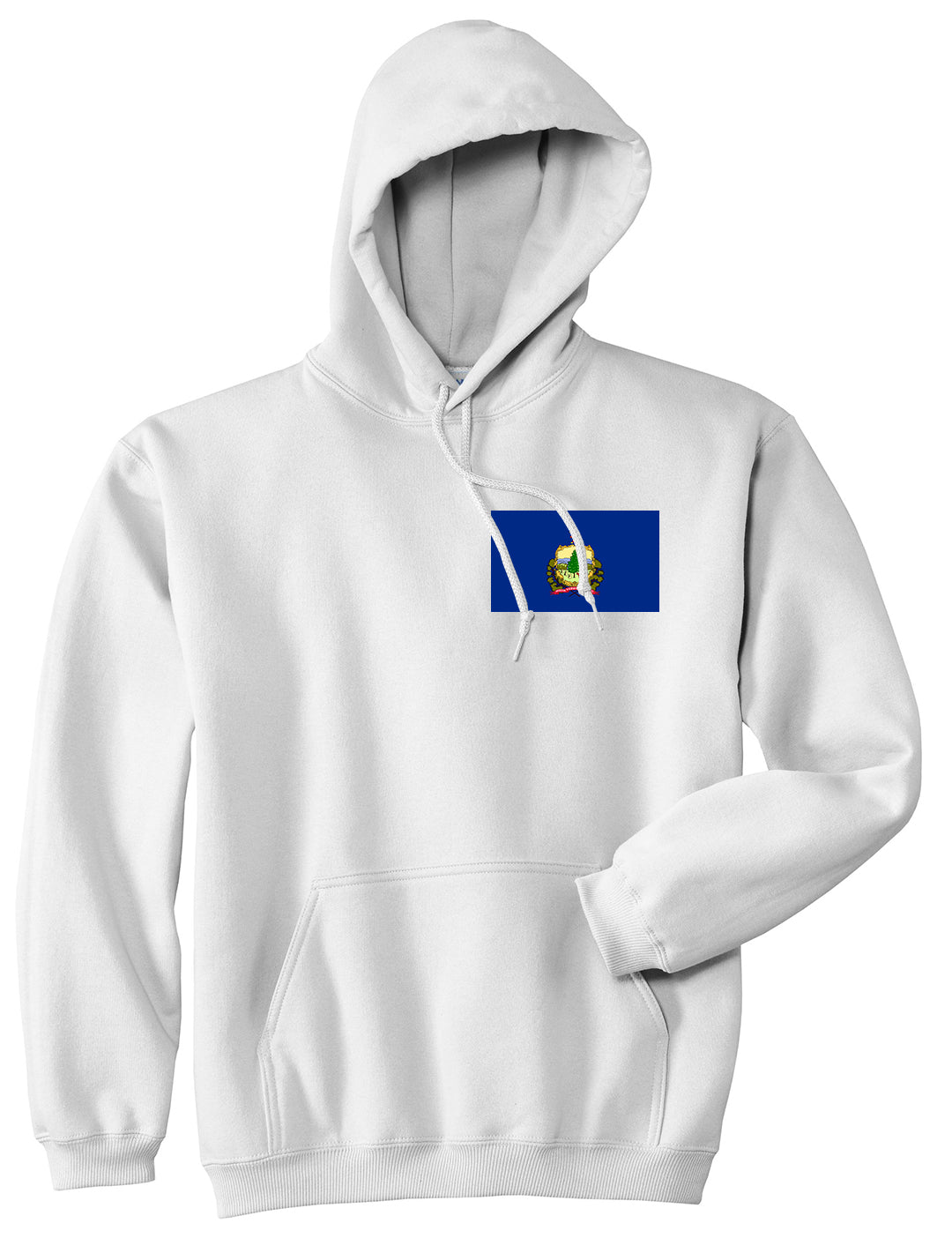 Vermont State Flag VT Chest Mens Pullover Hoodie White