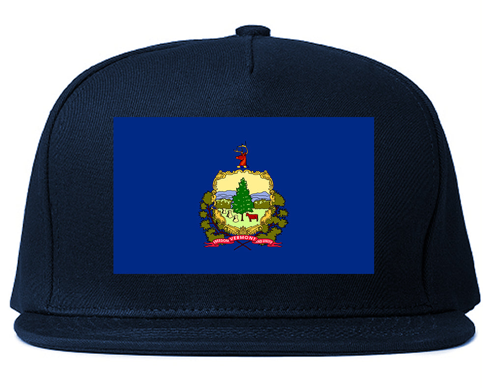 Vermont State Flag VT Chest Mens Snapback Hat Navy Blue