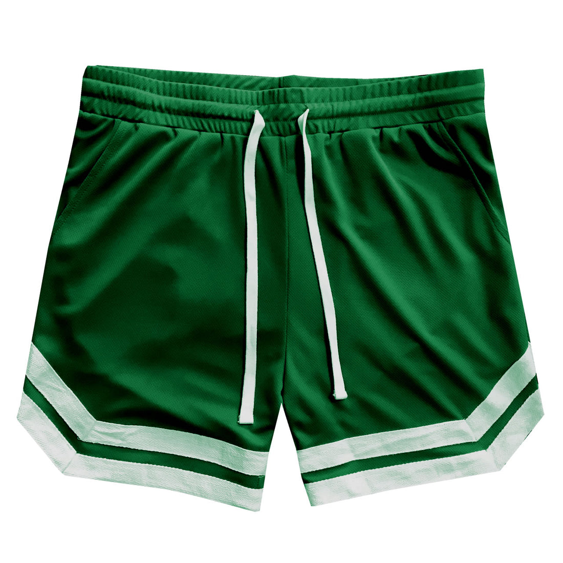 Dark Green Vintage Striped Mens Mesh Basketball Shorts