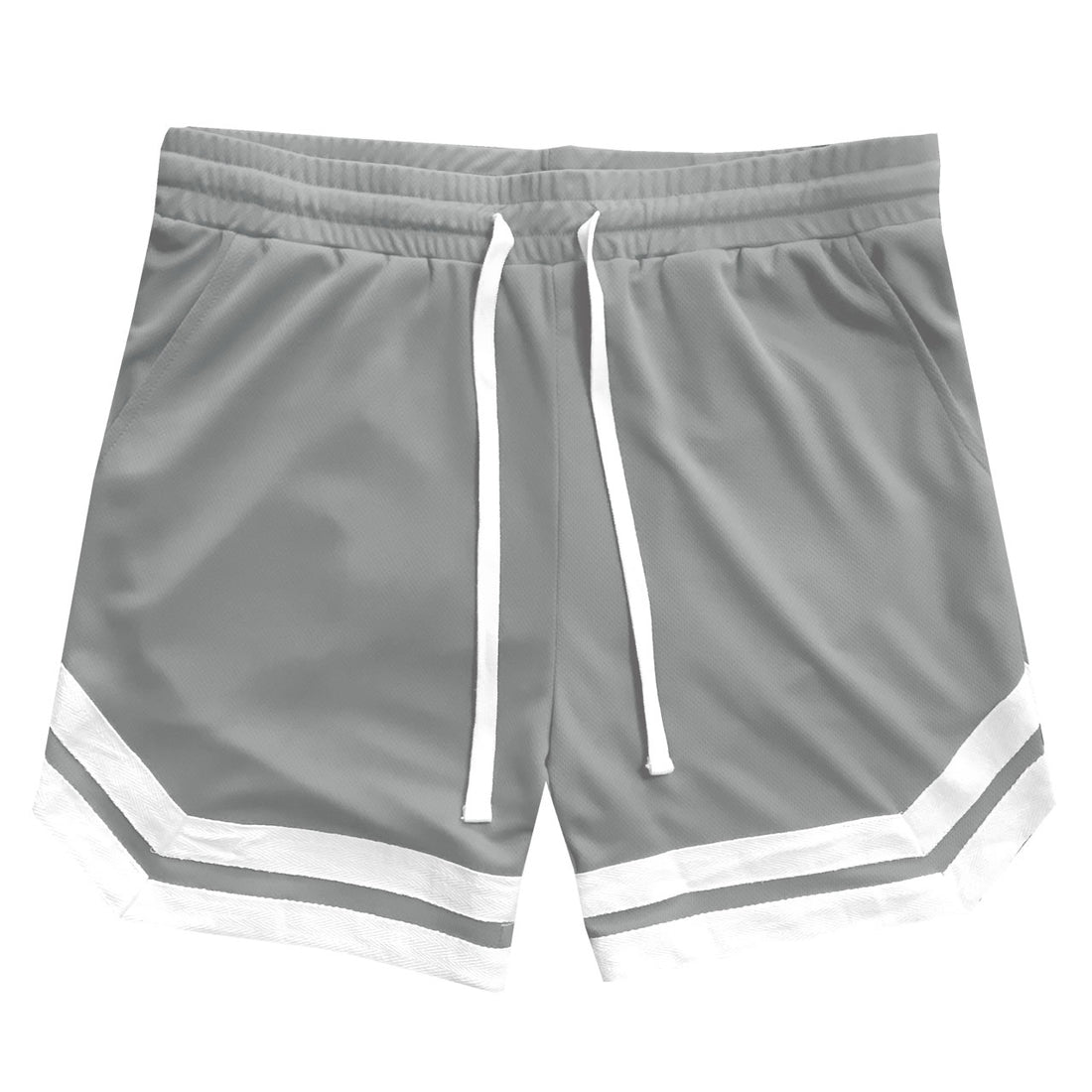 Light Grey Vintage Striped Mesh Basketball Shorts