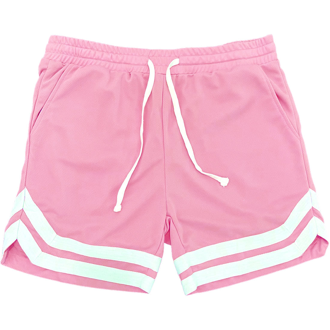 Light Pink Vintage striped mesh basketball shorts 