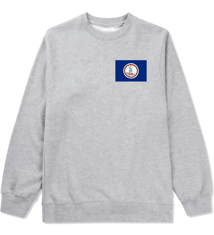 Virginia State Flag VA Chest Mens Crewneck Sweatshirt Grey