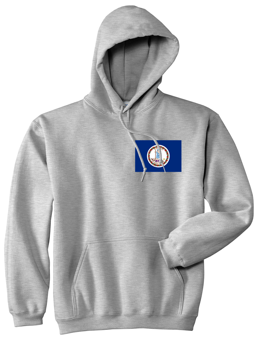 Virginia State Flag VA Chest Mens Pullover Hoodie Grey