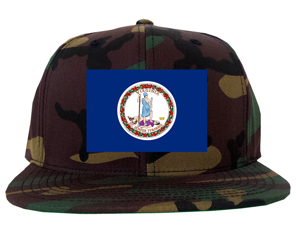 Virginia State Flag VA Chest Mens Snapback Hat Army Camo