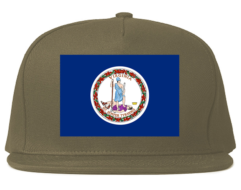 Virginia State Flag VA Chest Mens Snapback Hat Grey