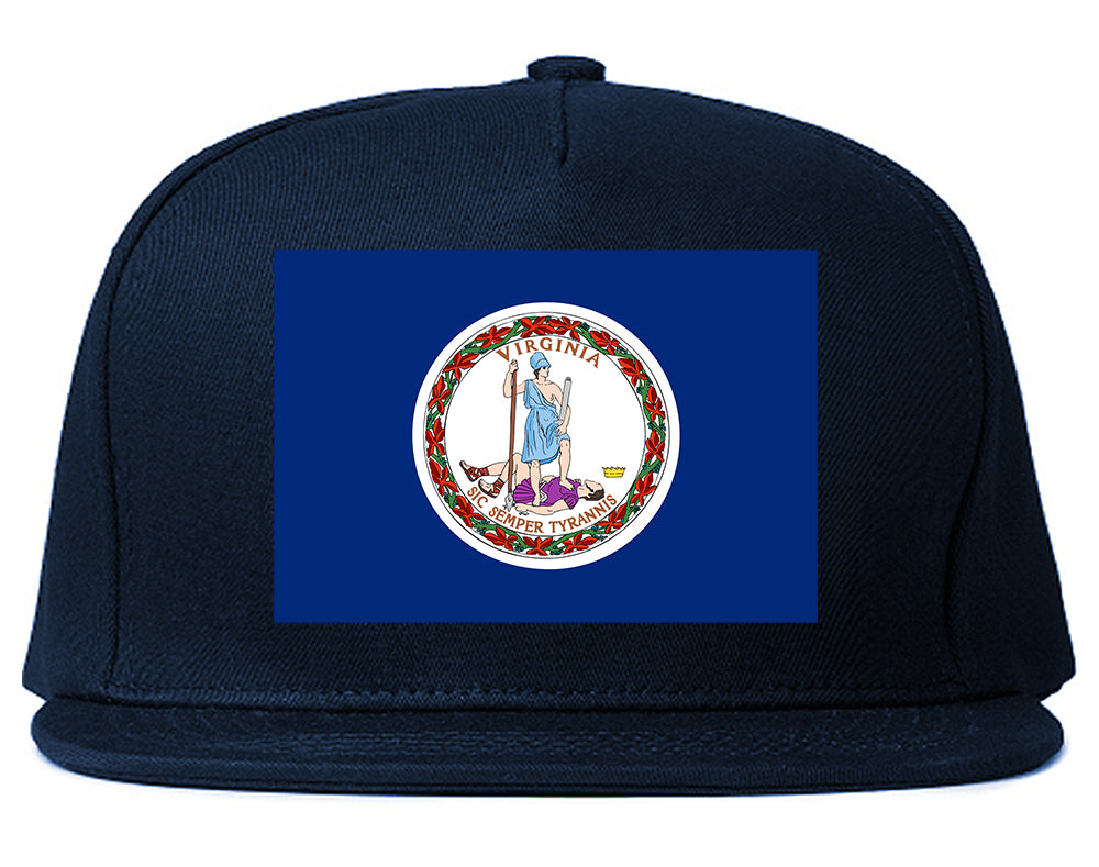 Virginia State Flag VA Chest Mens Snapback Hat Navy Blue