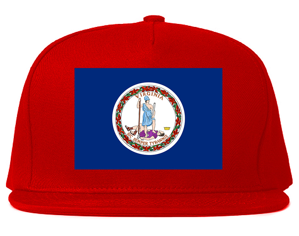 Virginia State Flag VA Chest Mens Snapback Hat Red