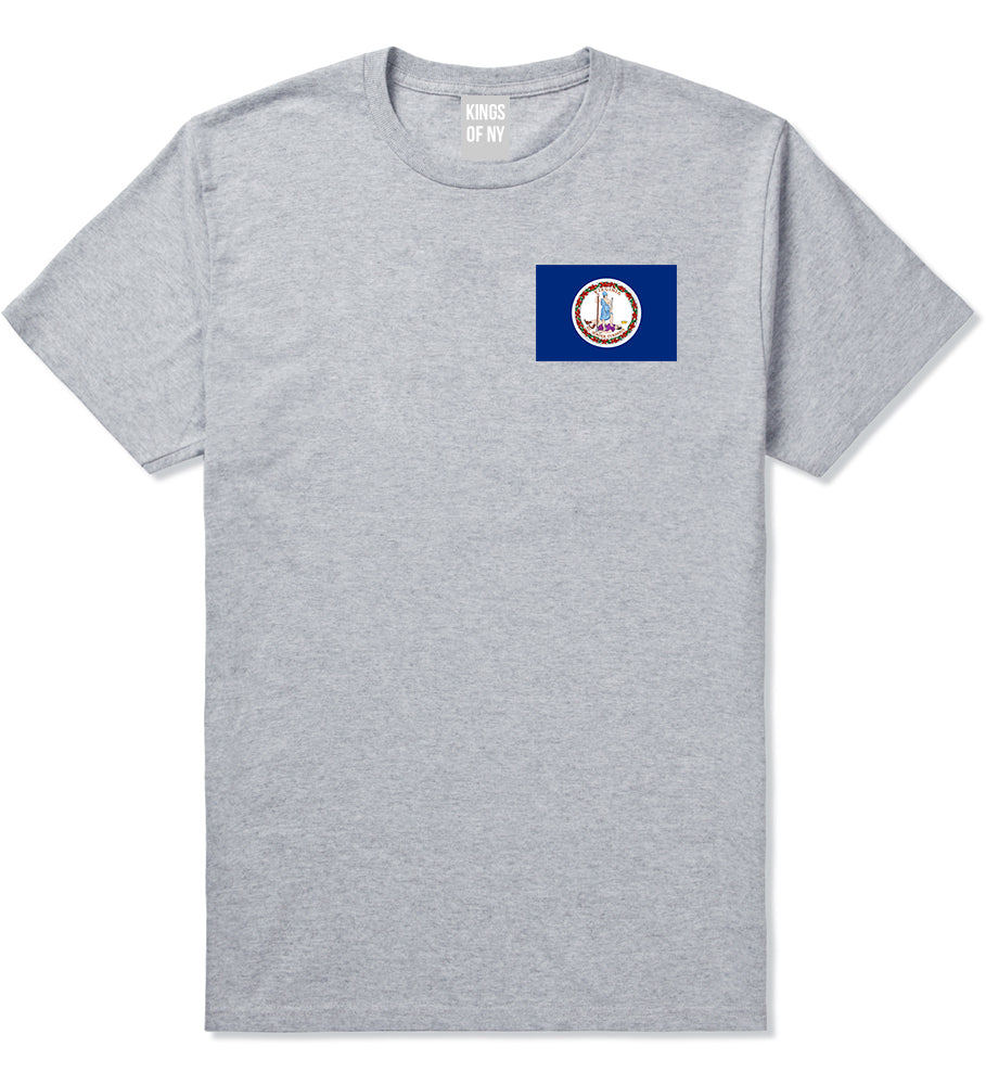 Virginia State Flag VA Chest Mens T-Shirt Grey
