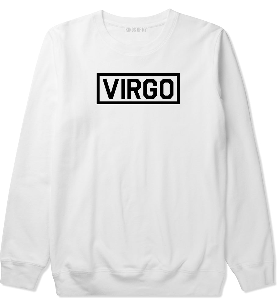 Virgo Horoscope Sign Mens White Crewneck Sweatshirt by KINGS OF NY