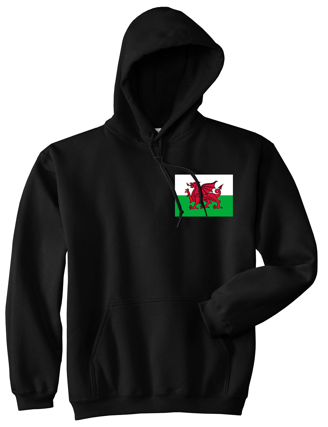 Wales Flag Country Chest Black Pullover Hoodie by Kings Of NY