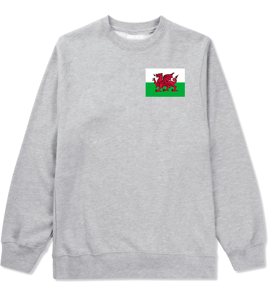 Wales Flag Country Chest Grey Crewneck Sweatshirt by Kings Of NY