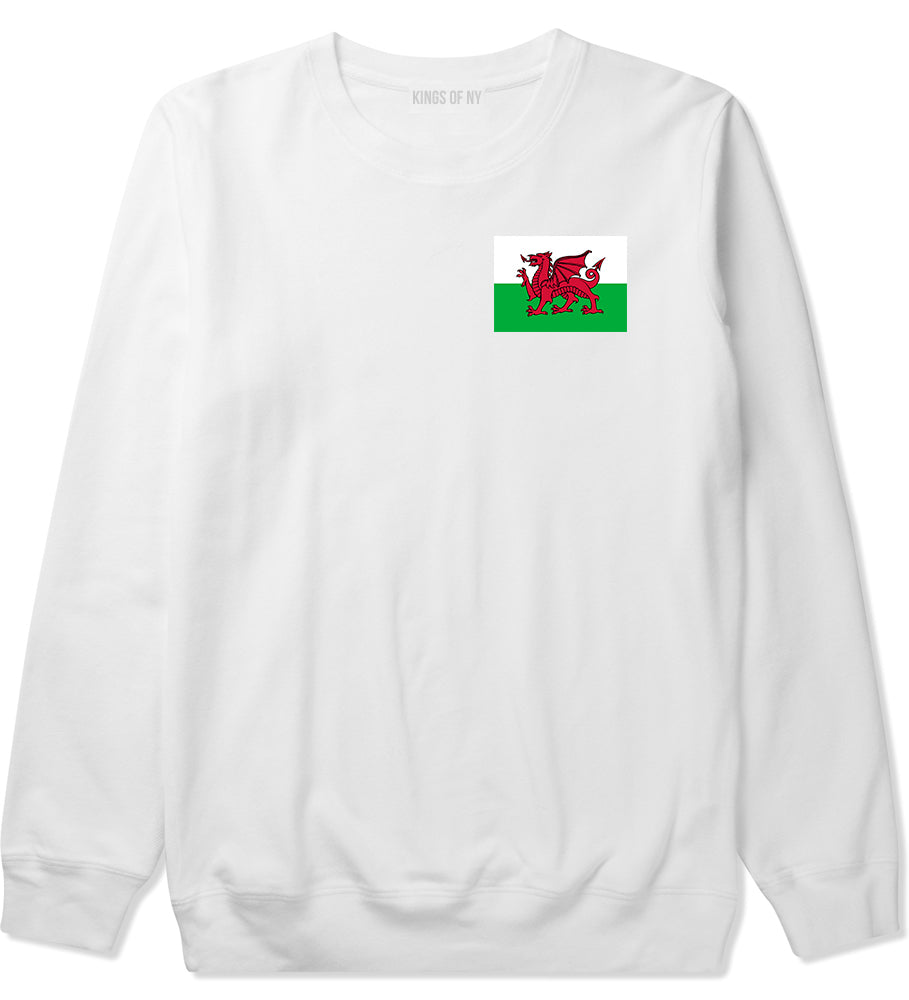 Wales Flag Country Chest White Crewneck Sweatshirt by Kings Of NY