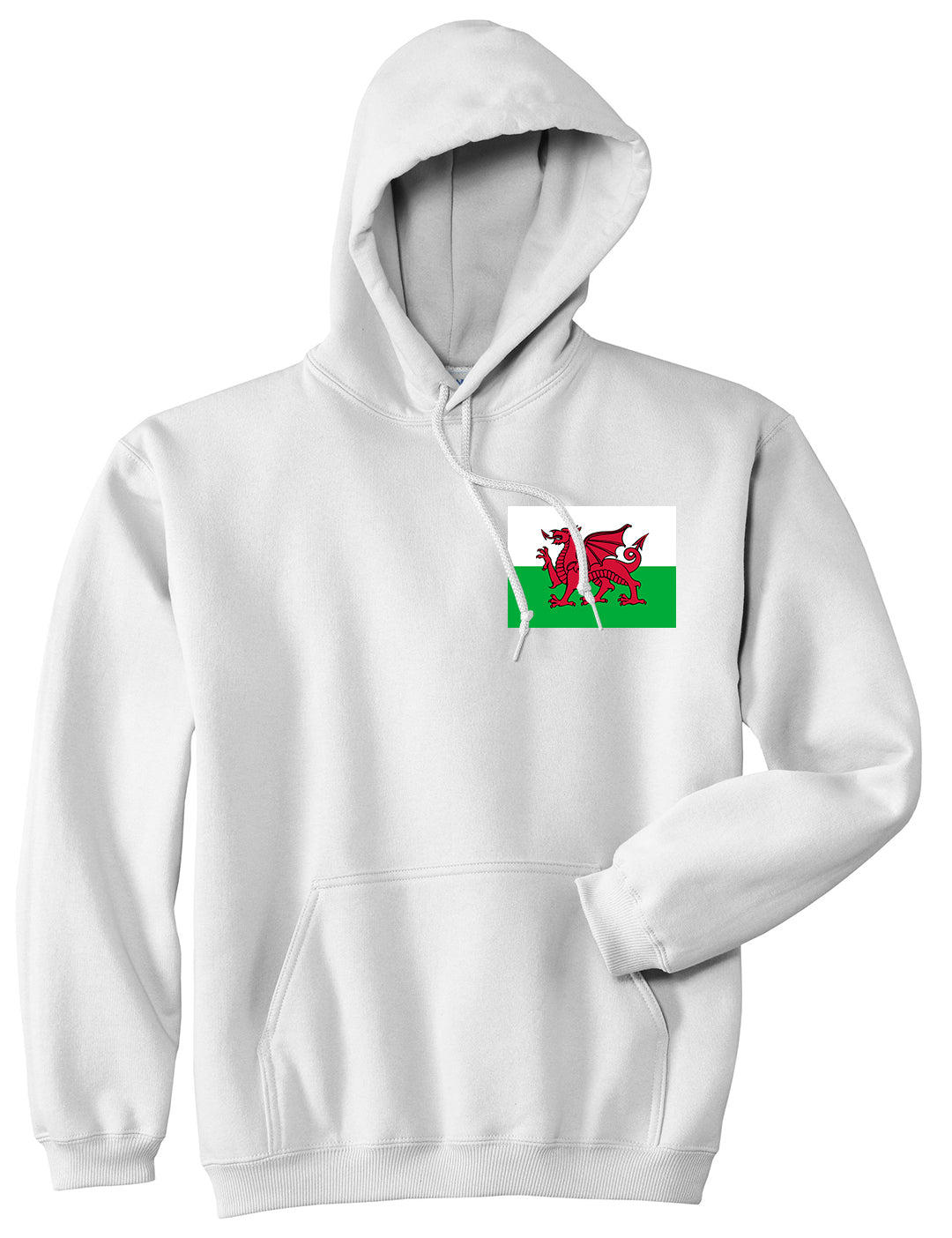 Wales Flag Country Chest White Pullover Hoodie by Kings Of NY