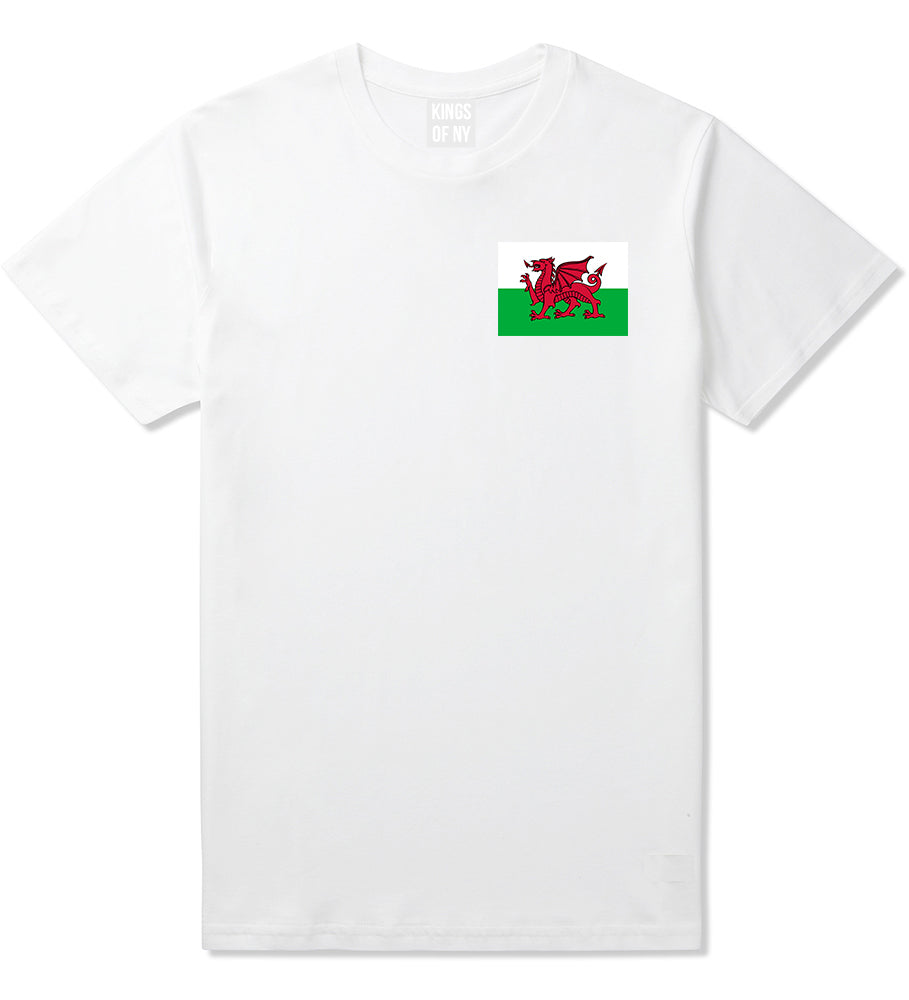 Wales Flag Country Chest White T-Shirt by Kings Of NY
