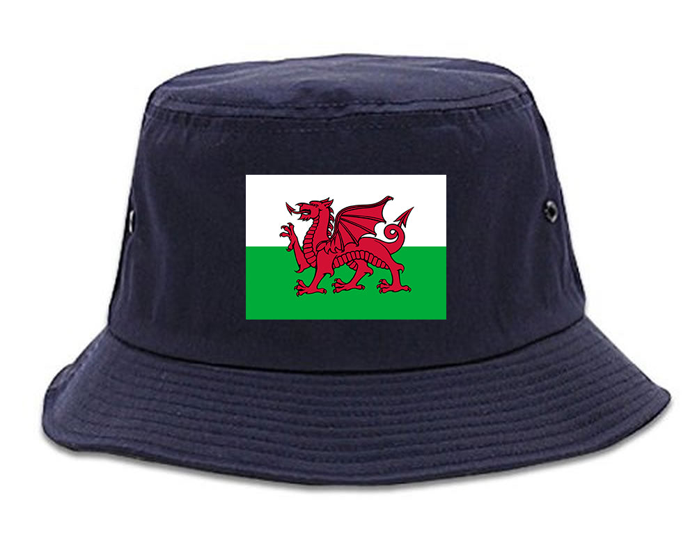Wales Flag Country Chest Bucket Hat Blue