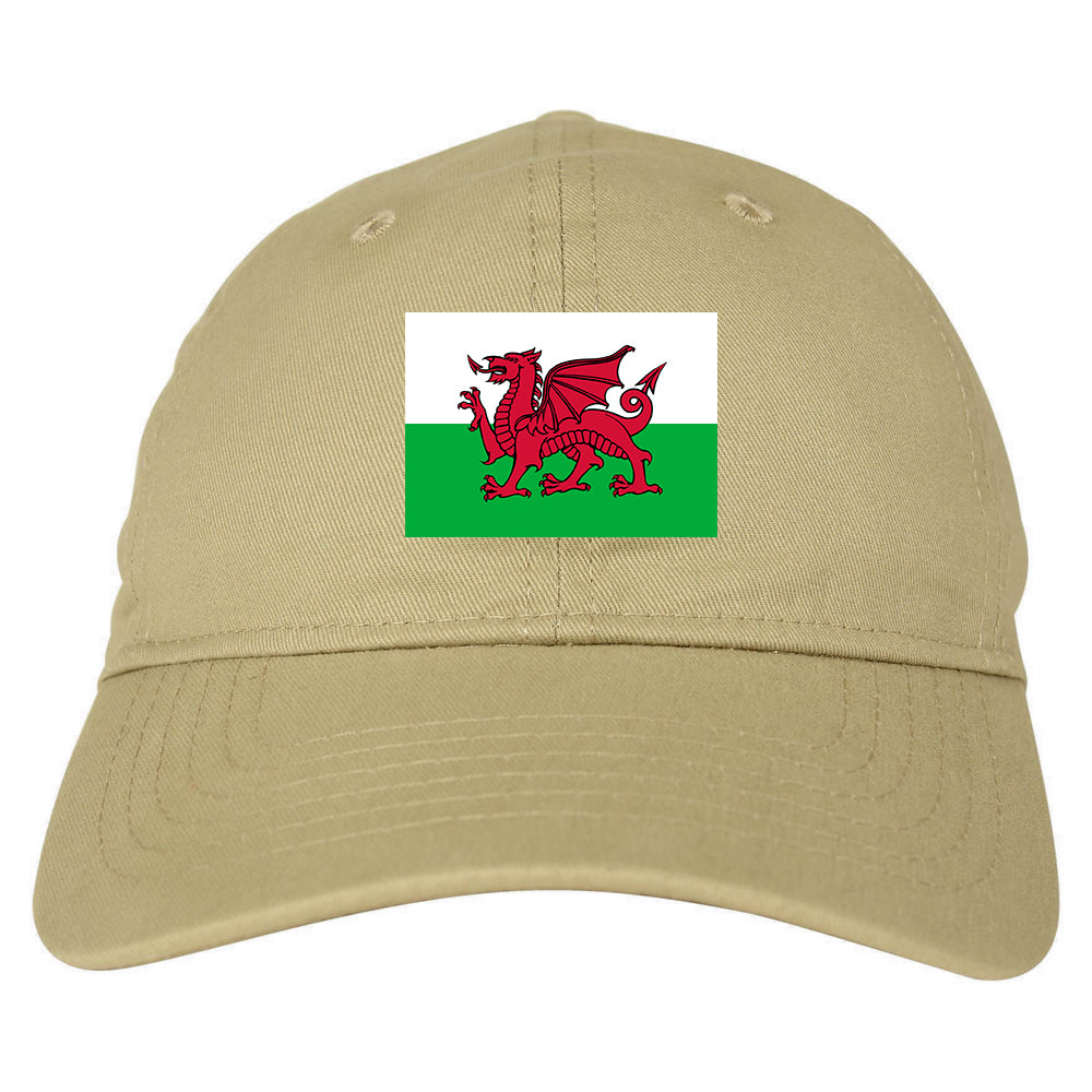 Wales Flag Country Chest Dad Hat Baseball Cap Beige