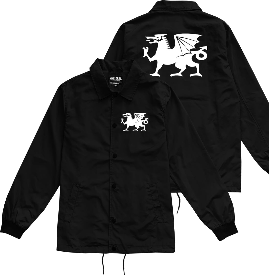 Wales Flag Dragon Symbol Black Coaches Jacket by Kings Of NY
