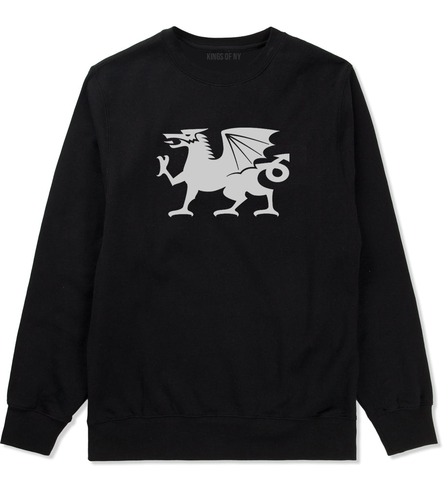 Wales Flag Dragon Symbol Black Crewneck Sweatshirt by Kings Of NY