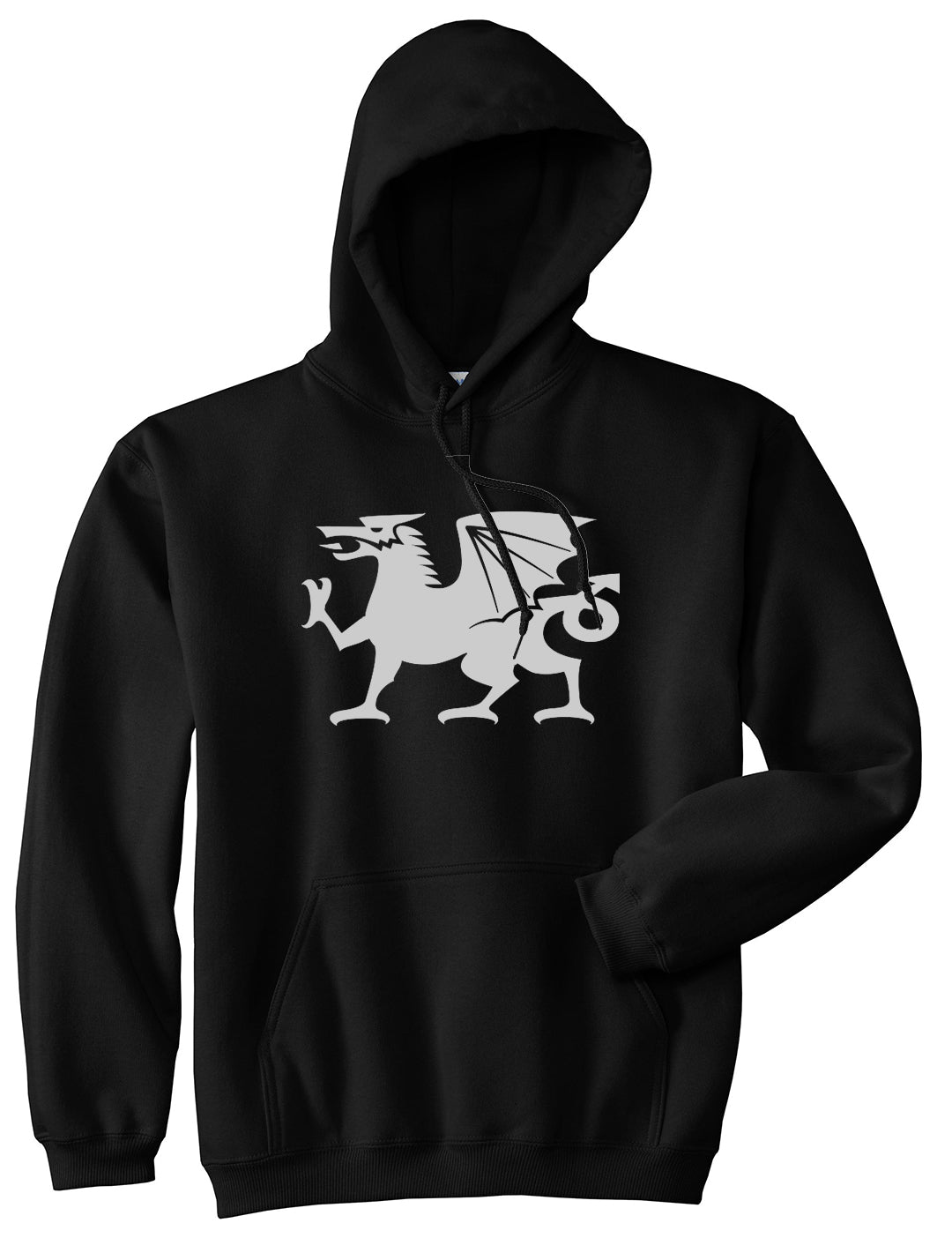 Wales Flag Dragon Symbol Black Pullover Hoodie by Kings Of NY