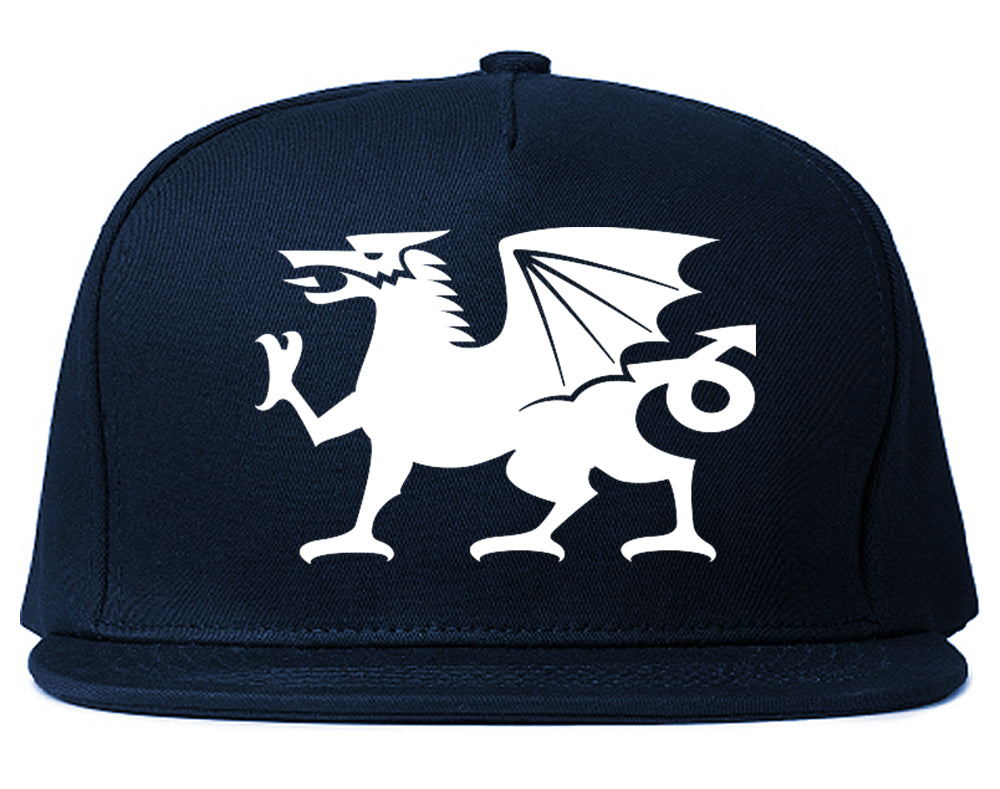 Wales Flag Dragon Symbol Snapback Hat Blue
