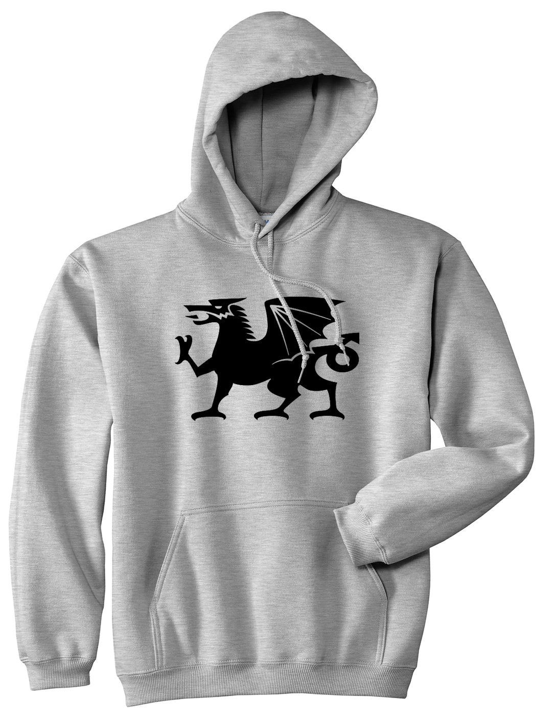 Wales Flag Dragon Symbol Grey Pullover Hoodie by Kings Of NY