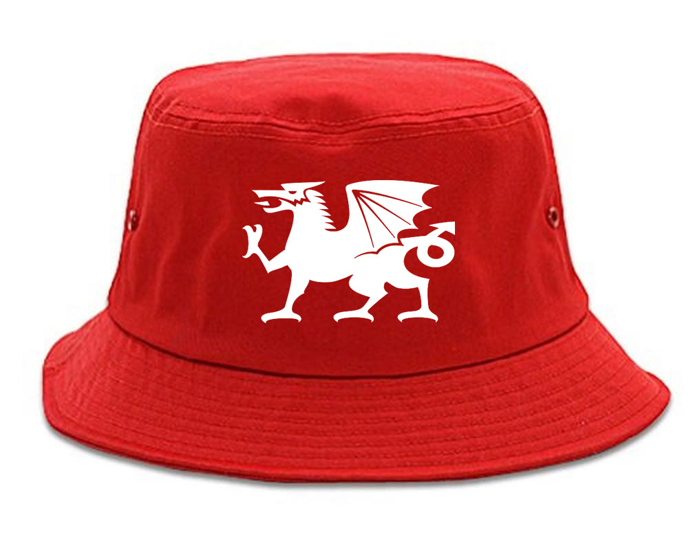 Wales Flag Dragon Symbol Bucket Hat Red