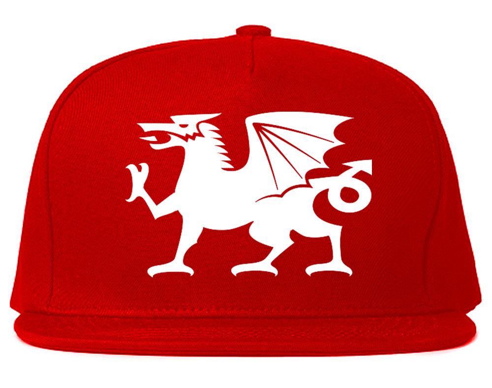 Wales Flag Dragon Symbol Snapback Hat Red