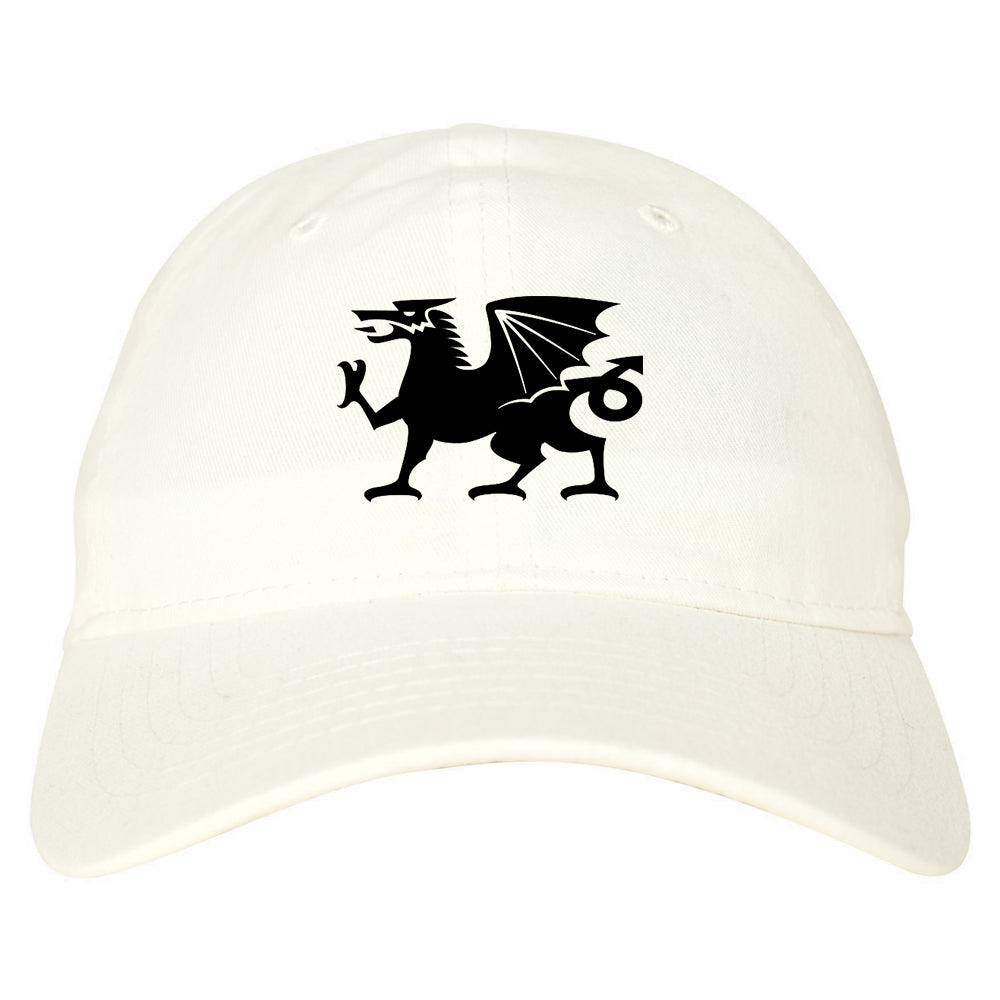 Wales Flag Dragon Symbol Dad Hat Baseball Cap White