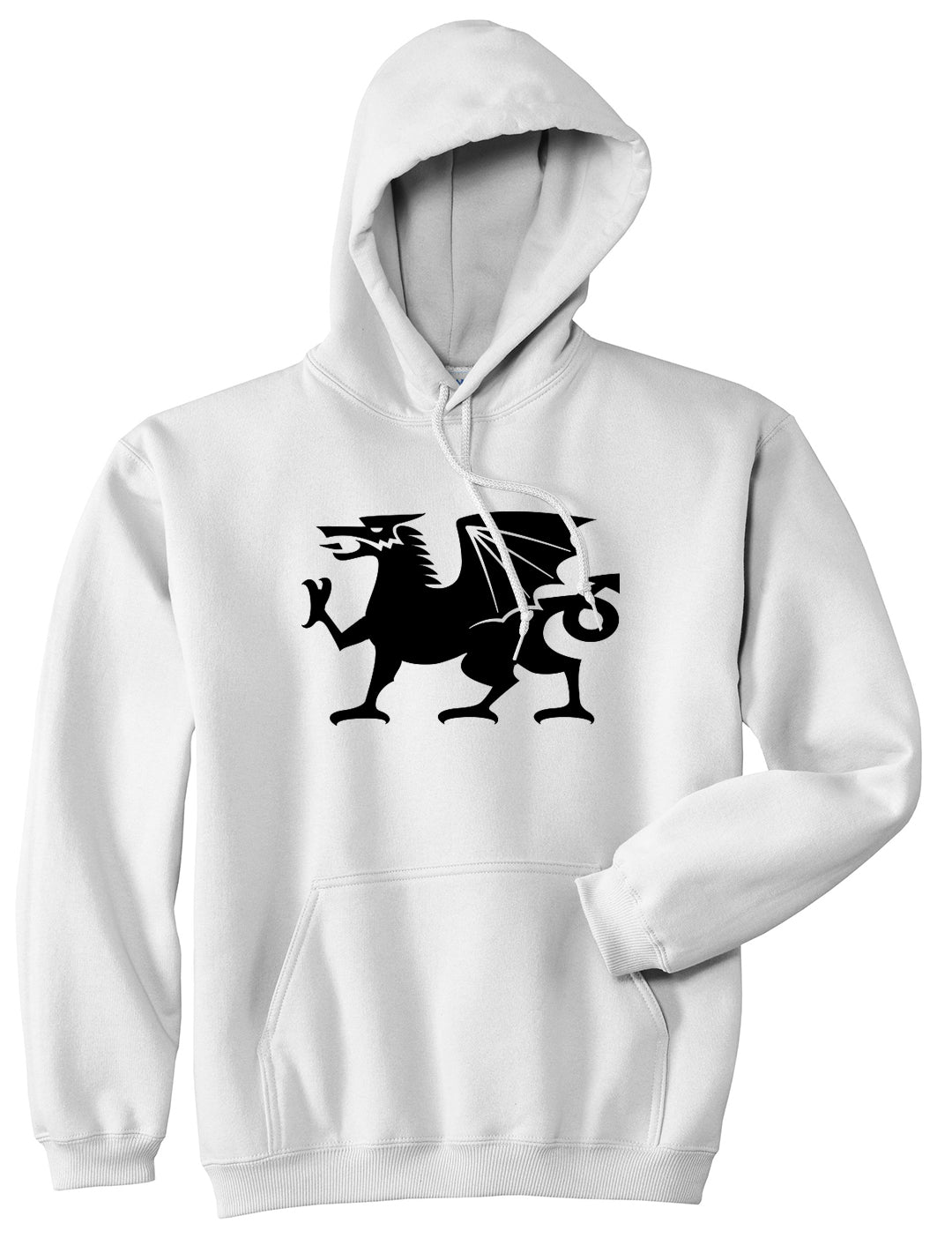 Wales Flag Dragon Symbol White Pullover Hoodie by Kings Of NY