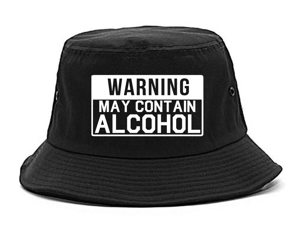 Warning May Contain Alcohol Bucket Hat Black
