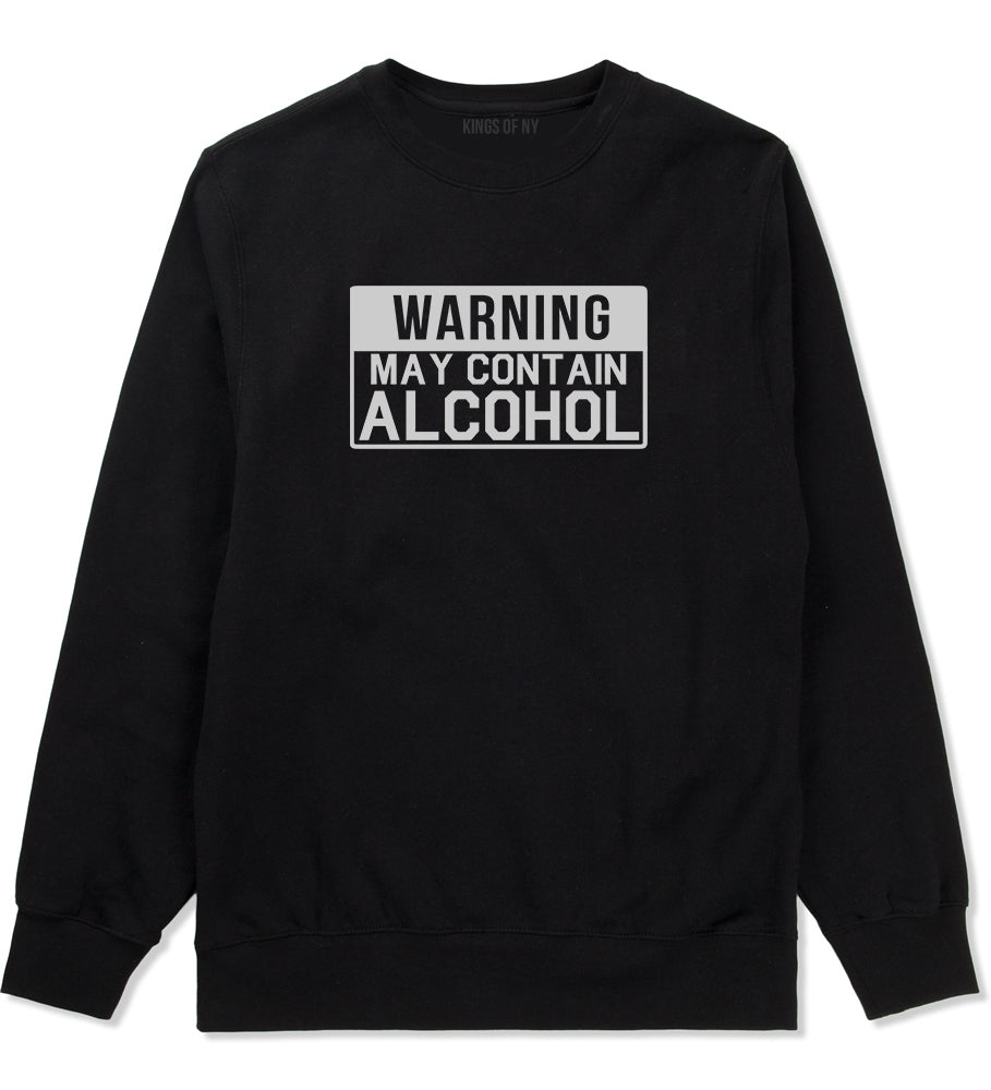 Warning May Contain Alcohol Black Crewneck Sweatshirt by Kings Of NY
