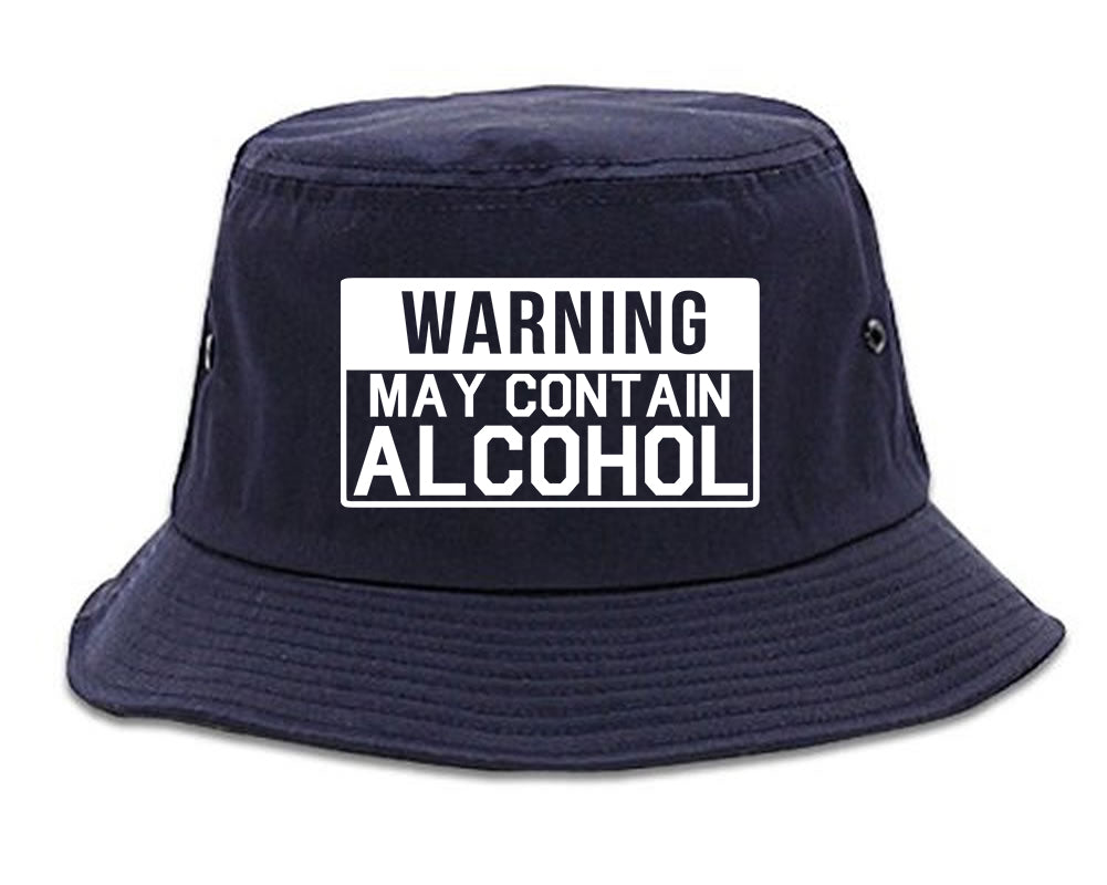 Warning May Contain Alcohol Bucket Hat Blue