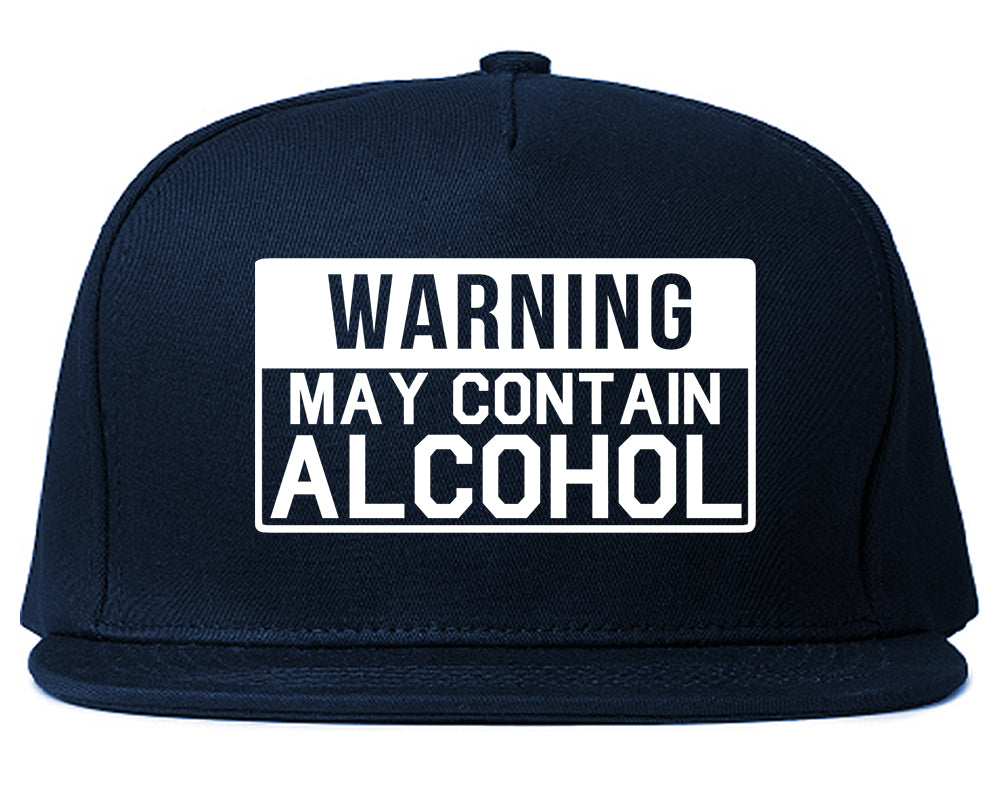 Warning May Contain Alcohol Snapback Hat Blue