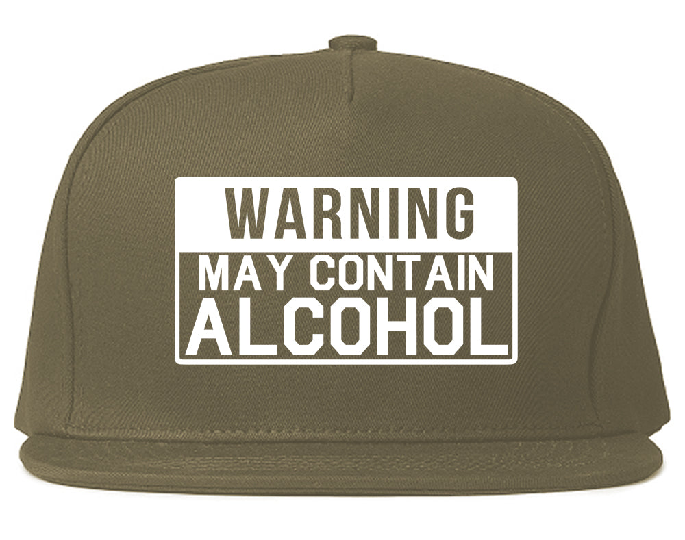 Warning May Contain Alcohol Snapback Hat Grey