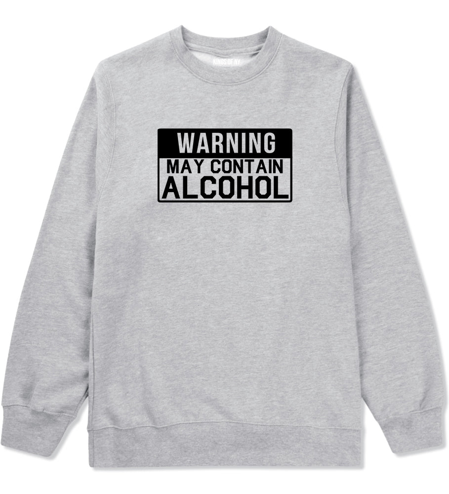 Warning May Contain Alcohol Grey Crewneck Sweatshirt by Kings Of NY
