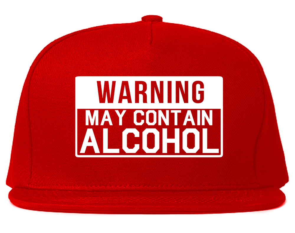 Warning May Contain Alcohol Snapback Hat Red