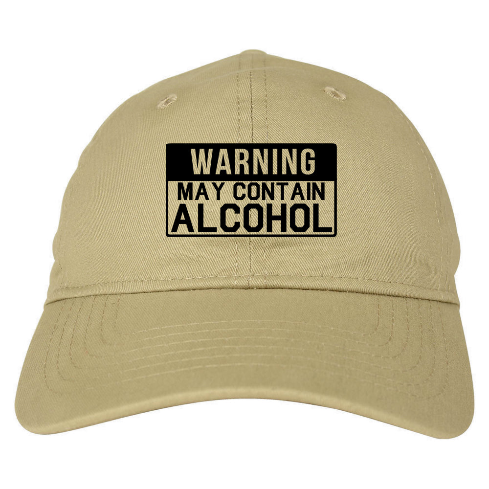 Warning May Contain Alcohol Dad Hat Baseball Cap Beige
