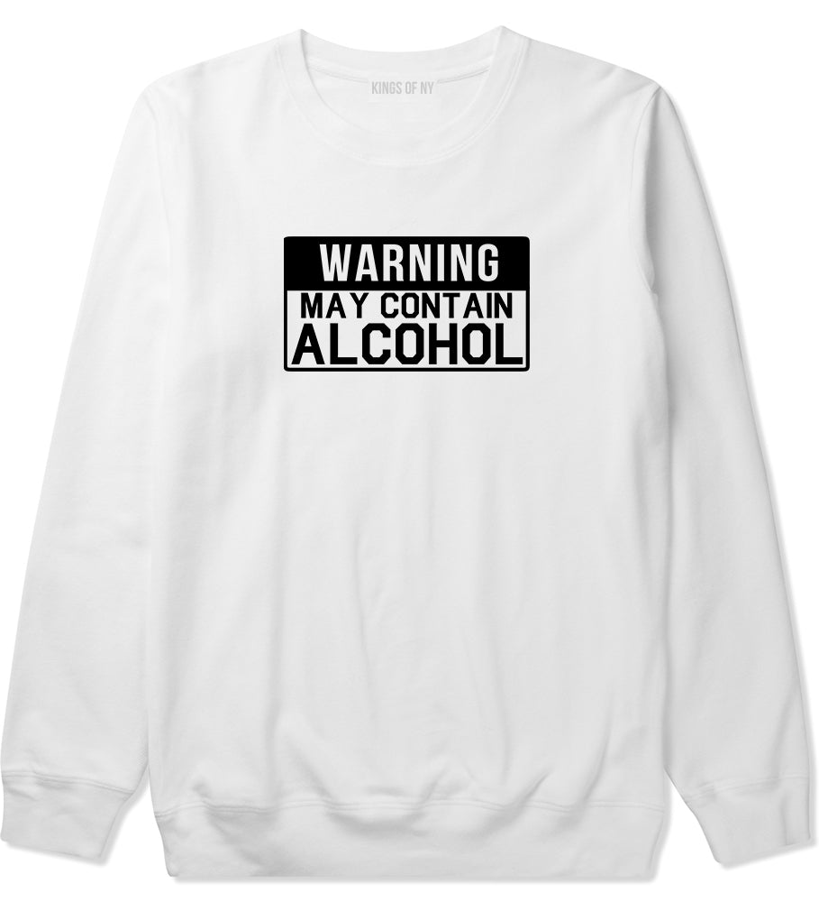 Warning May Contain Alcohol White Crewneck Sweatshirt by Kings Of NY