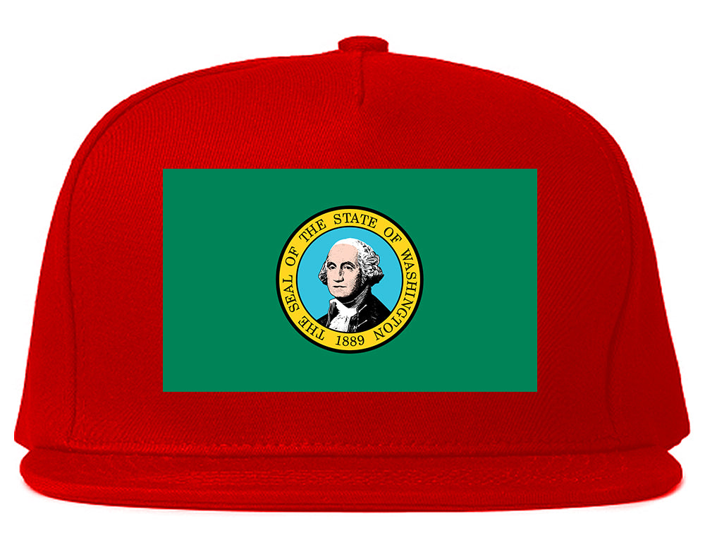 Washington State Flag WA Chest Mens Snapback Hat Red