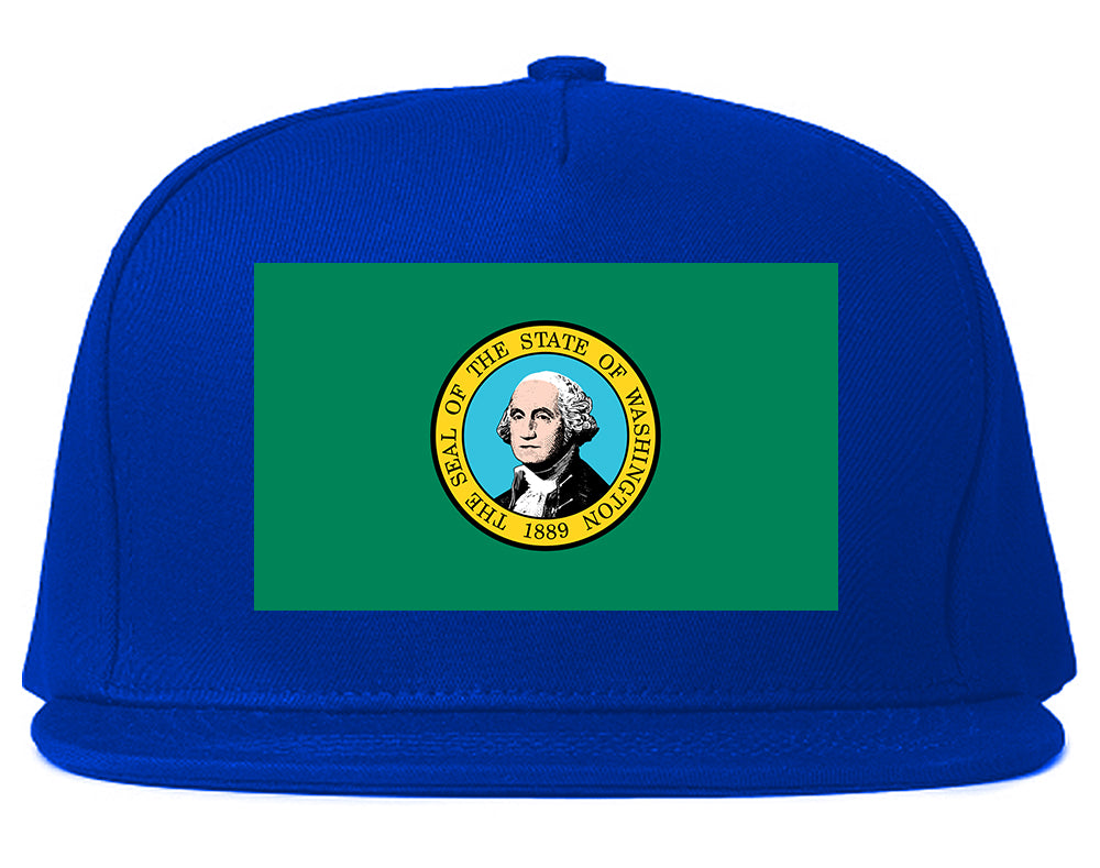 Washington State Flag WA Chest Mens Snapback Hat Royal Blue